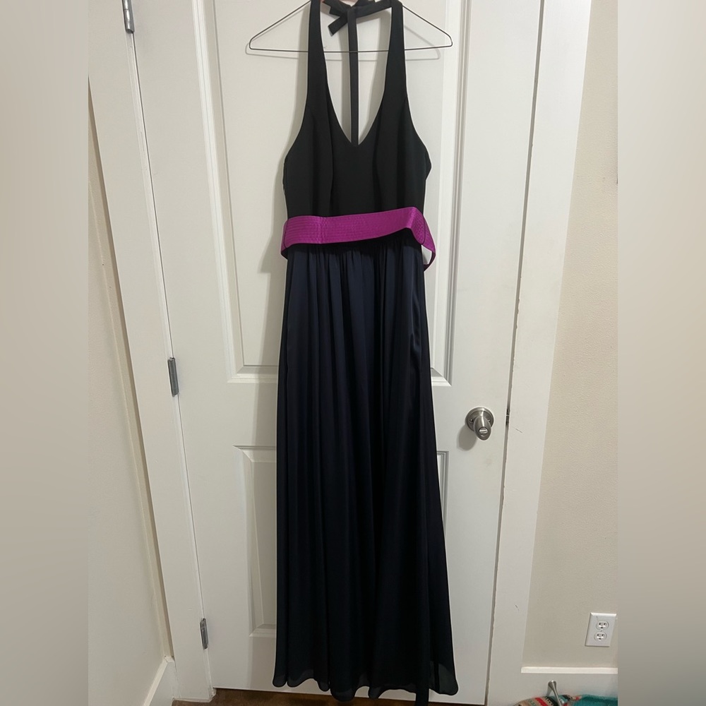 White by Vera Wang Long Formal Dress - black and navy